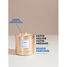 Engraved Message Candle Azure Orange Flower 190 gr