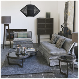 INTERIEUR-DECORATION|Canapé LEO velours gris clairBLANC D'IVOIRECanapes