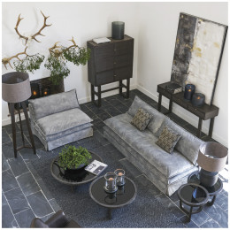 INTERIEUR-DECORATION|Canapé LEO velours gris clairBLANC D'IVOIRECanapes