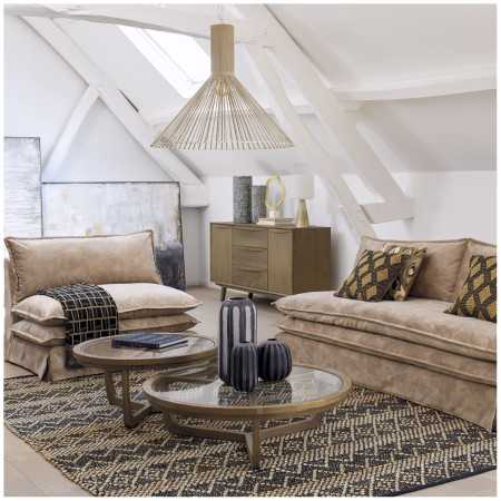 LEO chestnut velvet sofa