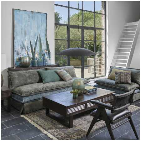 Sofa LEO velvet foam and gray blue