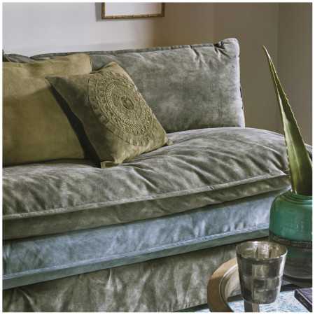 Sofa LEO velvet foam and gray blue