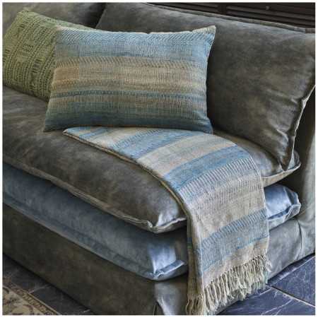 Sofa LEO velvet foam and gray blue