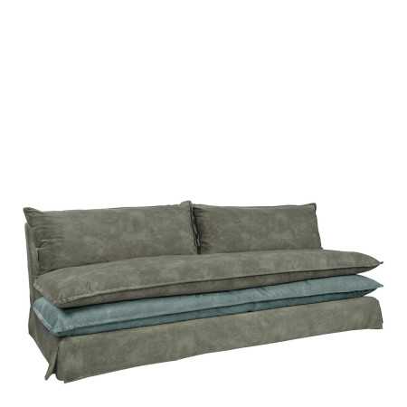 Sofa LEO velvet foam and gray blue