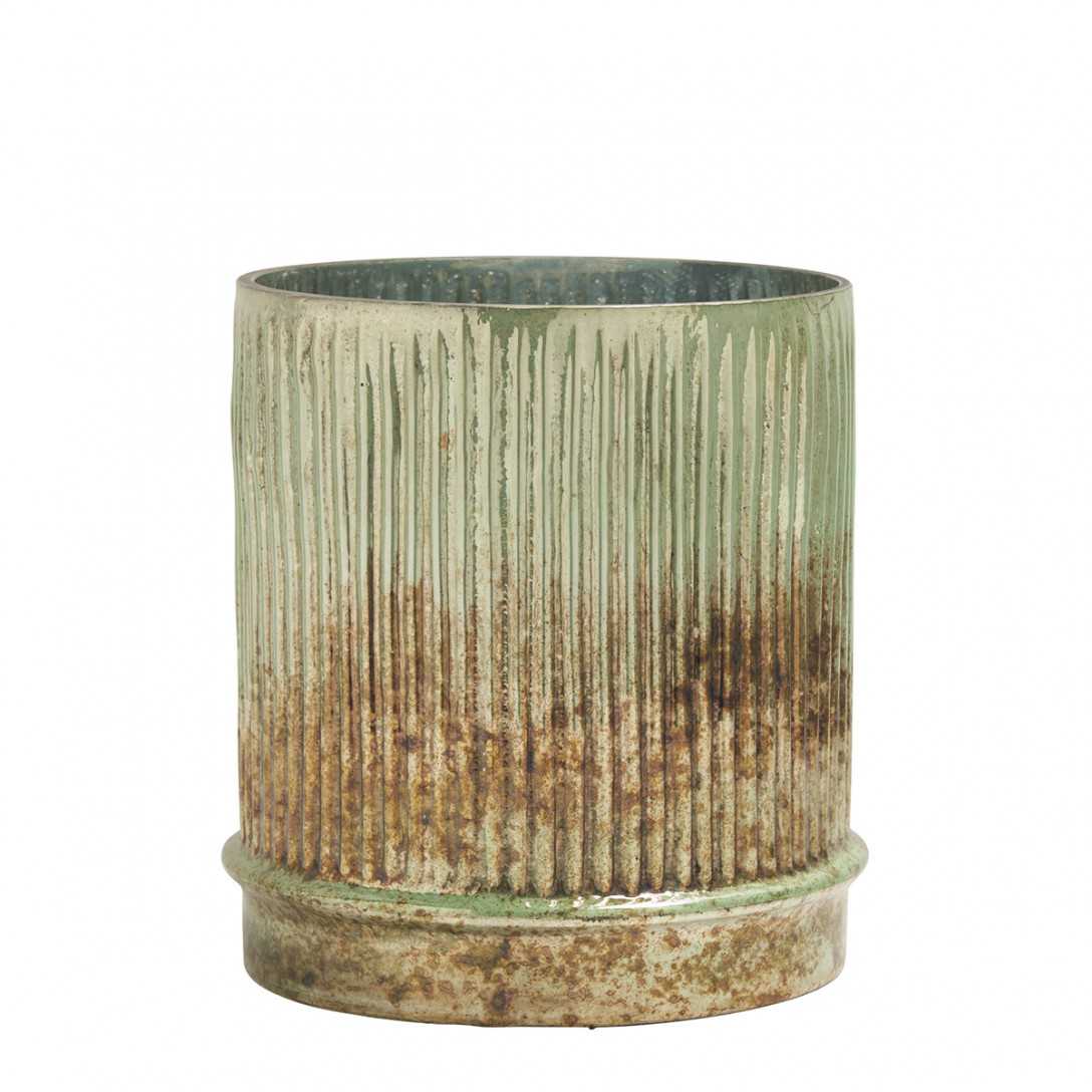 Photophore vase Striated golden oxidized