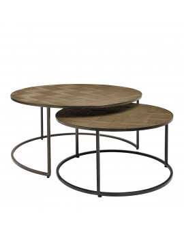 INTERIEUR- DECORATION|Set 2 round coffee tables AMELIEBLANC D'IVOIRECoffee tables, Consoles