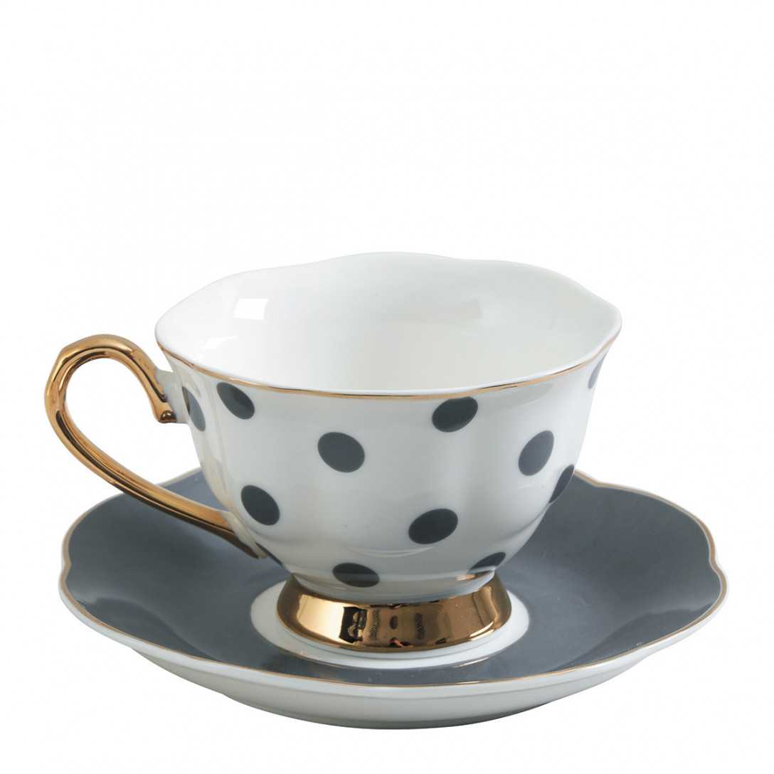 Tea cup Madame Récamier gray peas