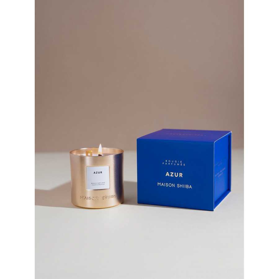 INTERIEUR-DECORATION|Bougie Message Gravé Azur Fleur Oranger 190 grMAISON SHIIBABougie personnalisée