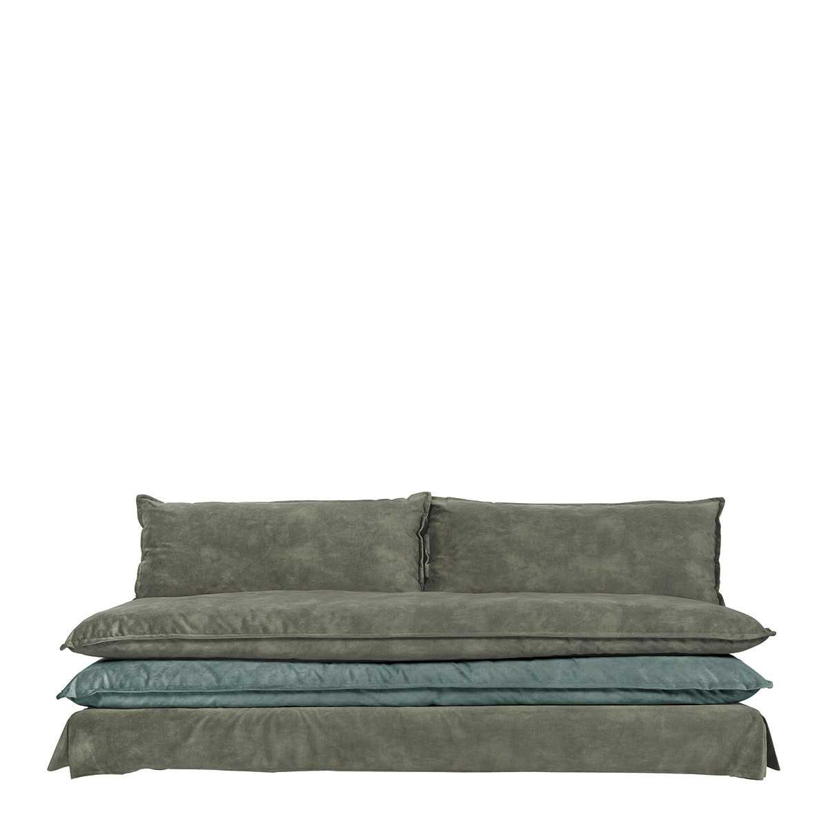 Sofa LEO velvet foam and gray blue