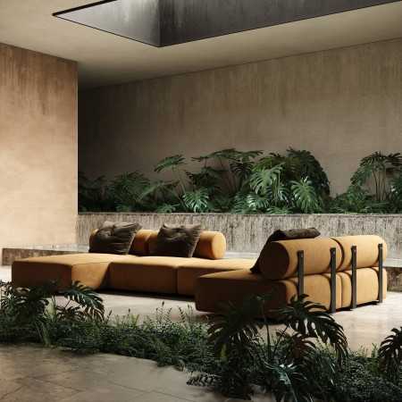 SHINTO Modulares Sofa aus Mikrofaser