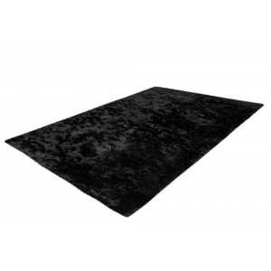 Wohnzimmer Teppich schlicht zottelig Twist schwarz