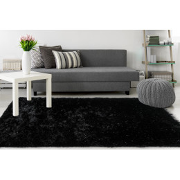 INTERIEUR-DECORATION|Tapis de salon uni shaggy Twist noirLALEETapis Ligne LALEE