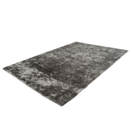 Wohnzimmer Teppich uni shaggy Twist silber