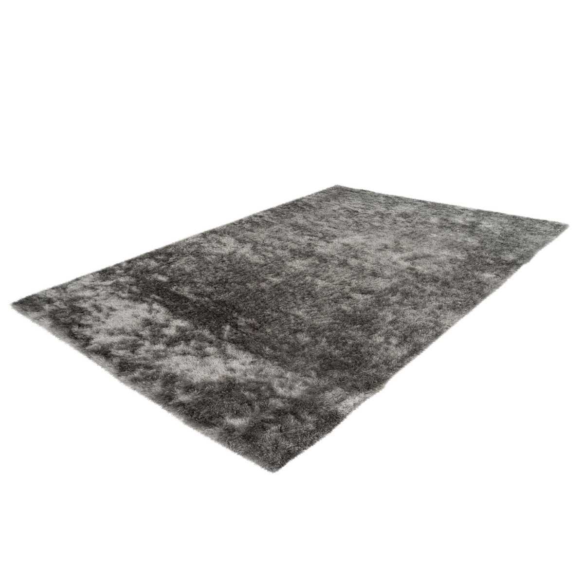 Wohnzimmer Teppich uni shaggy Twist silber