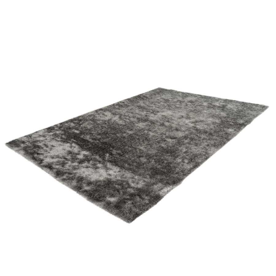 Wohnzimmer Teppich uni shaggy Twist silber