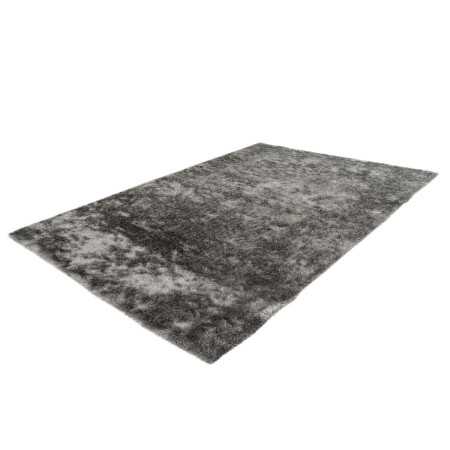 Wohnzimmer Teppich uni shaggy Twist silber