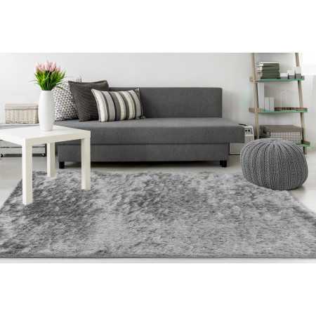 Wohnzimmer Teppich uni shaggy Twist silber
