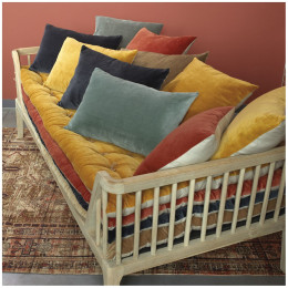 Futon MATTEO Samt und Leinen Safran