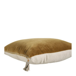 INTERIEUR-DECORATION|Coussin MATTEO velours et lin BronzeBLANC D'IVOIRECoussins