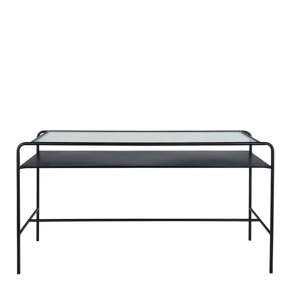 ERNEST desk in black metal and glass top