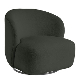 INTERIEUR-DECORATION|Fauteuil tournant LISETTE bouclette KakiBLANC D'IVOIREFauteuils