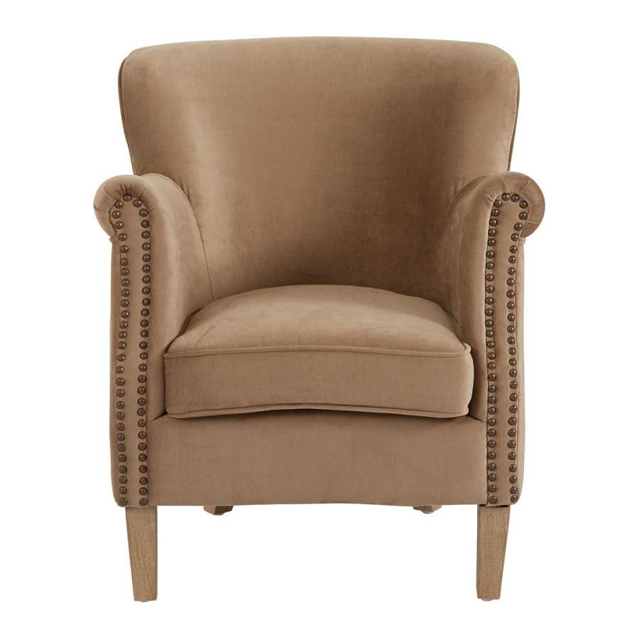 INTERIEUR-DECORATION|Fauteuil CLAUDE velours cannelleBLANC D'IVOIREFauteuils