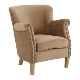 INTERIEUR-DECORATION|Fauteuil CLAUDE velours cannelleBLANC D'IVOIREFauteuils