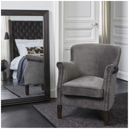 Sillón CLAUDE terciopelo gris oscuro
