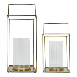 Set of 2 HECTOR metal lanterns brass finish