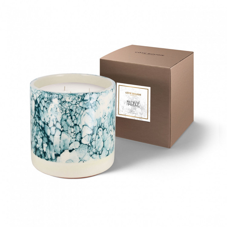 MARBLE CANDLE BLUE XL