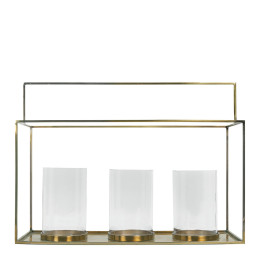 Lantern HECTOR 3 metal glasses brass finish
