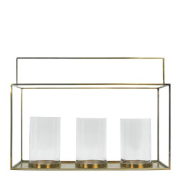 Lanterne HECTOR 3 verres en métal finition laiton