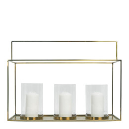 Lantern HECTOR 3 metal glasses brass finish