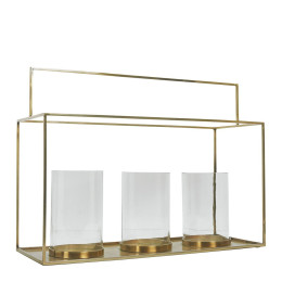 Lanterne HECTOR 3 verres en métal finition laiton