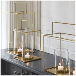 Lantern HECTOR 3 metal glasses brass finish