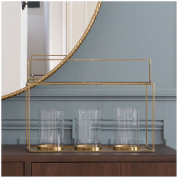 Lanterne HECTOR 3 verres en métal finition laiton