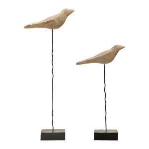 Conjunto de dos estatuas de BIRDS en árbol de mango y metal