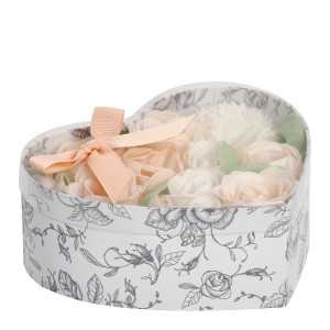 Heart Box Bouquet Parterre of Nude and White Soap Flowers - Parfum Rose