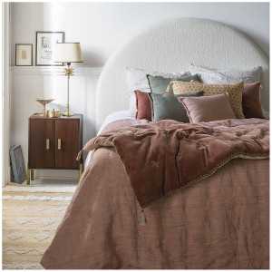 INTERIEUR- DECORATION|CHLOE bedspread in washed linen - Terracotta - 230 x 180 cmBLANC D'IVOIREBedspread