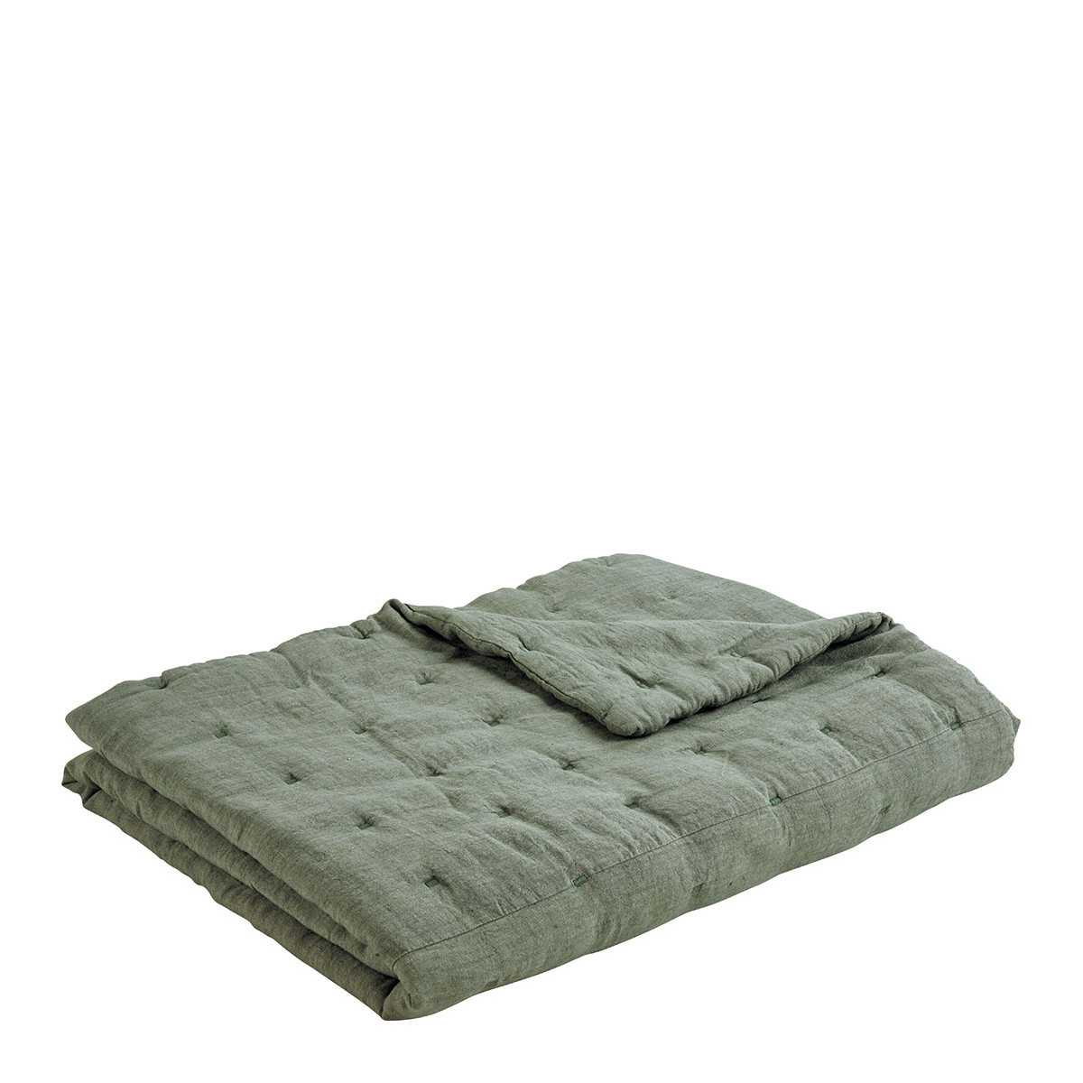 INTERIEUR- DECORATION|Washed-linen bed cover CHLOE - Celadon - 230 x 180 cmBLANC D'IVOIREBedspread