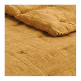 CHLOE bedspread in washed linen Saffron
