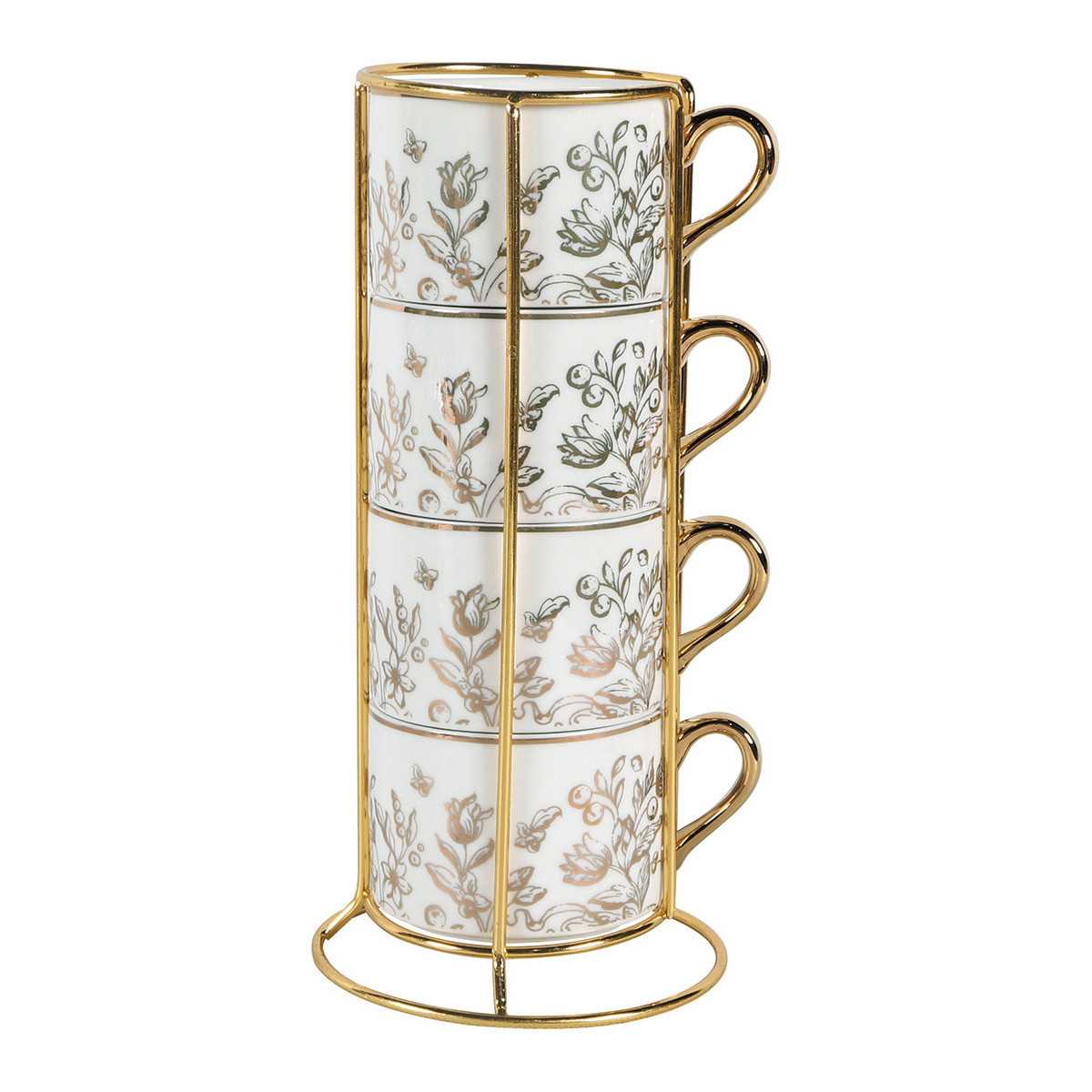 INTERIEUR- DECORATION|Set of 4 coffee cups Stopover in Sintra and its golden supportMATHILDE MCups and teapots
