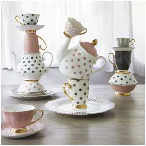 Madame de Récamier teapot and 2 teacups set - Rose
