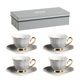 INTERIEUR-DECORATION|Coffret 4 tasses à café Madame de Récamier - GrisMATHILDE MTasses et théières