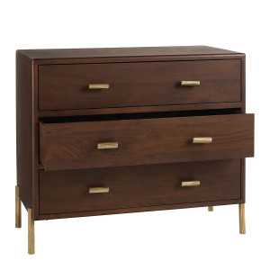 VICTOR chest of drawers in waxed mango wood with walnut finish