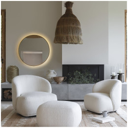 INTERIEUR-DECORATION|Pouf LISETTE en bouclette CrèmeBLANC D'IVOIREFauteuils