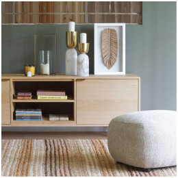 LISETTE Pouf aus Sable Samt Jacquard Stoff