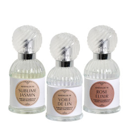 Set of 3 home fragrances 30 ml Sublime Jasmine - Linen Veil - Rose Elixir