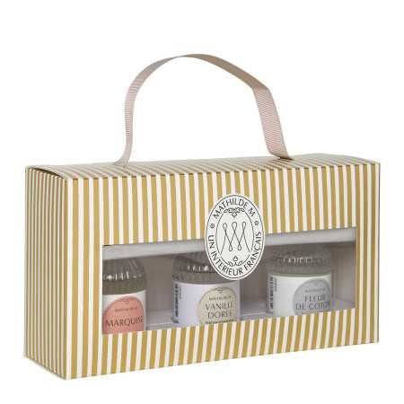 Set de 3 fragancias para el hogar 30 ml - Marquesa - Flor de Algodón - Vainilla Dorada