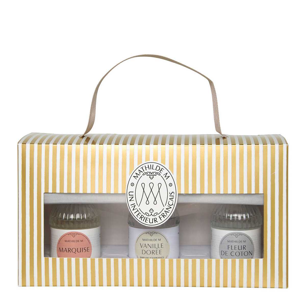 Set mit 3 Raumdüften 30 ml - Marquise - Baumwollblüte - Goldene Vanille